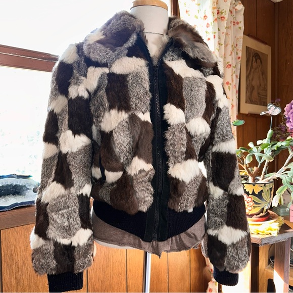 Vintage Jackets & Blazers - Dino Rico • Vintage Patchwork Rabbit Fur Coat